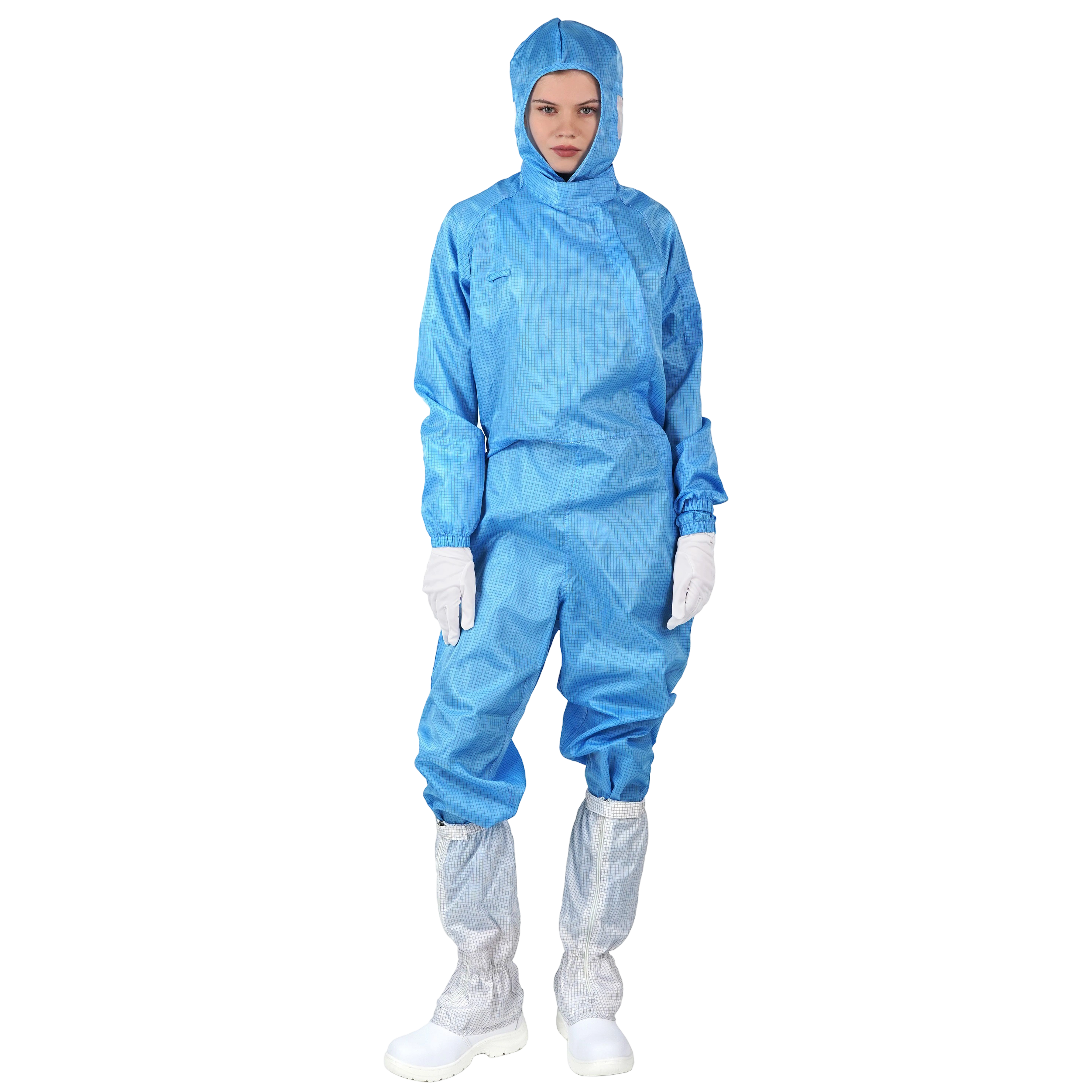  Side Zipper ESD static work clothes Hooded Onesie Clean room jumpsuit