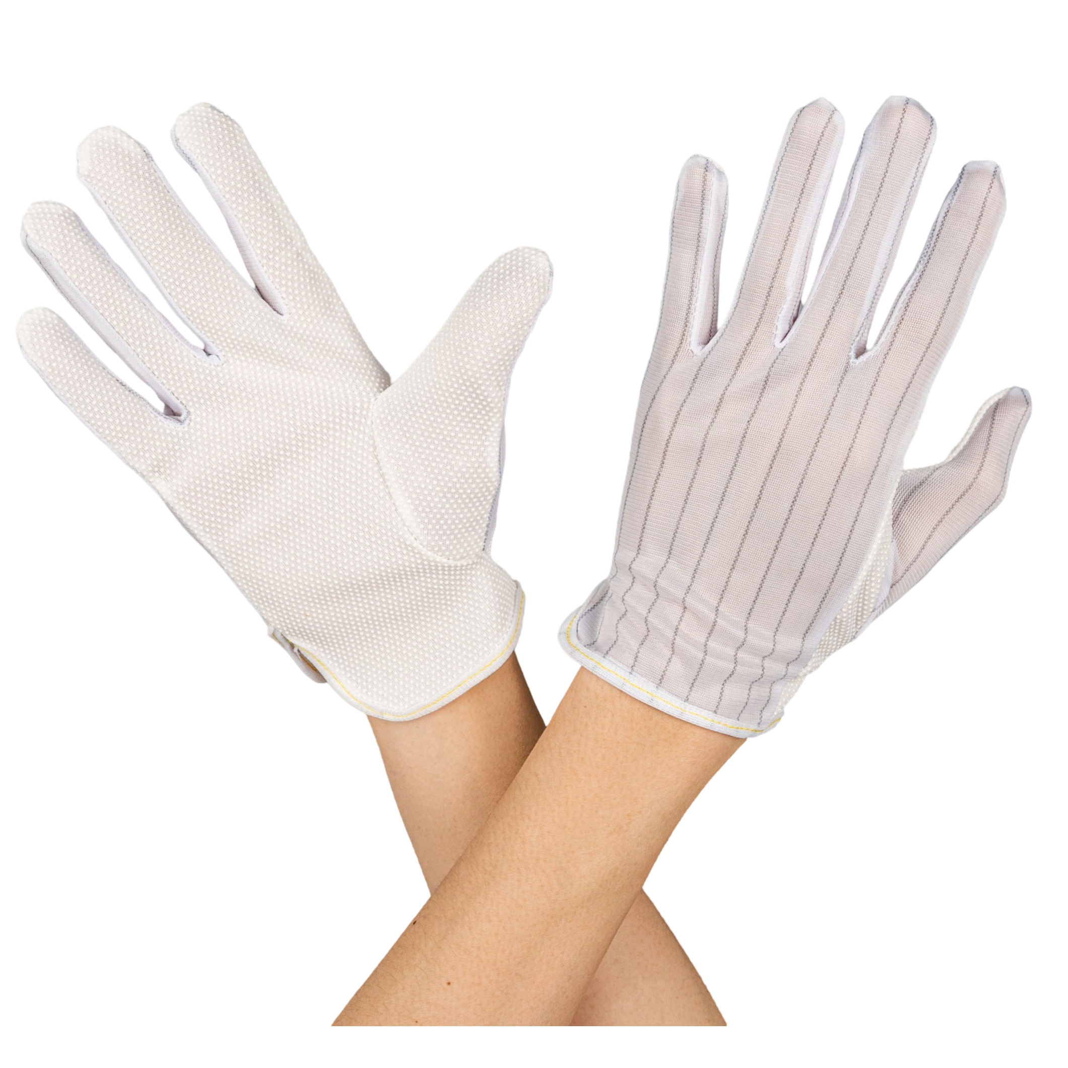 Anti-static striped fabric dot plastic gloves