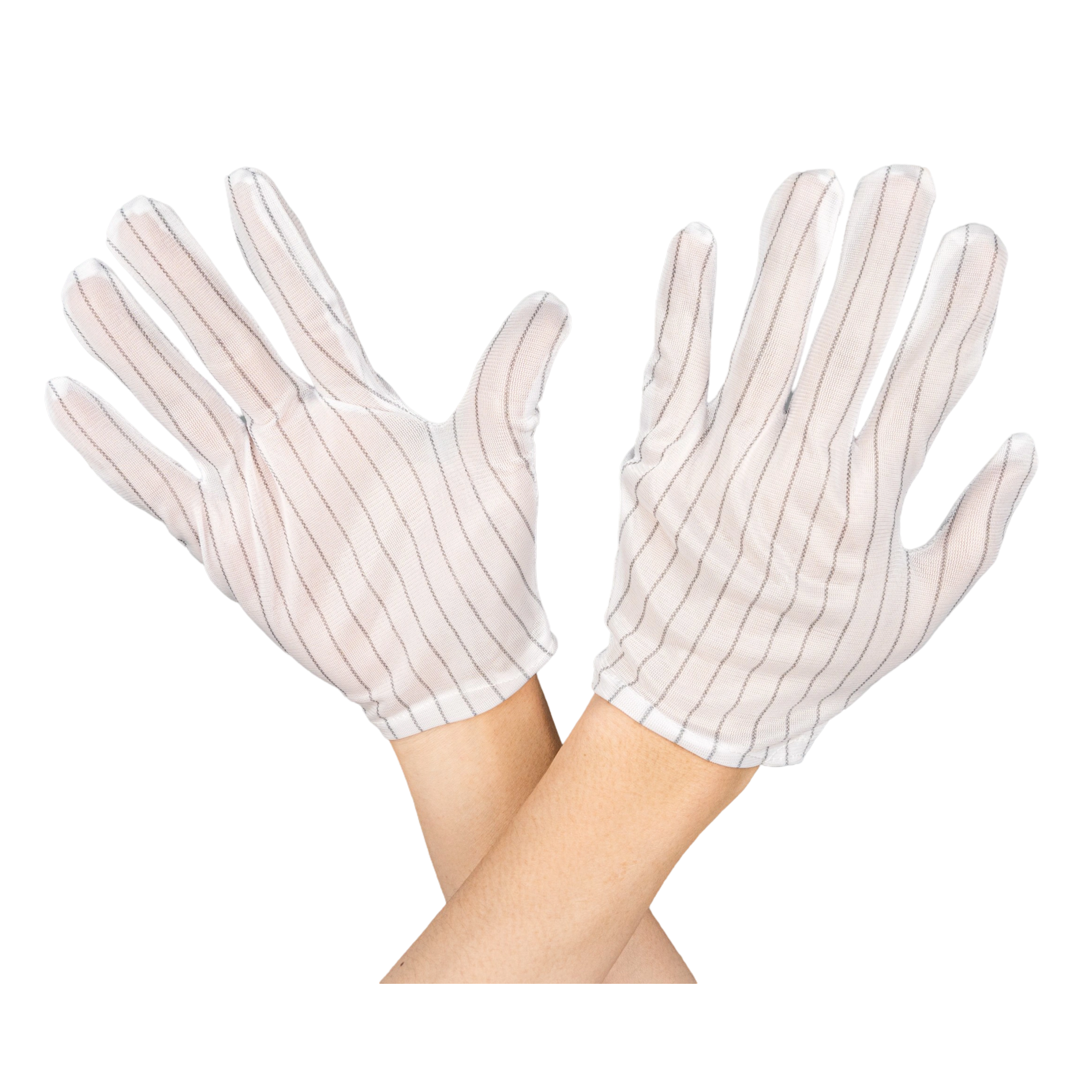 Double-sided striped ESD gloves
