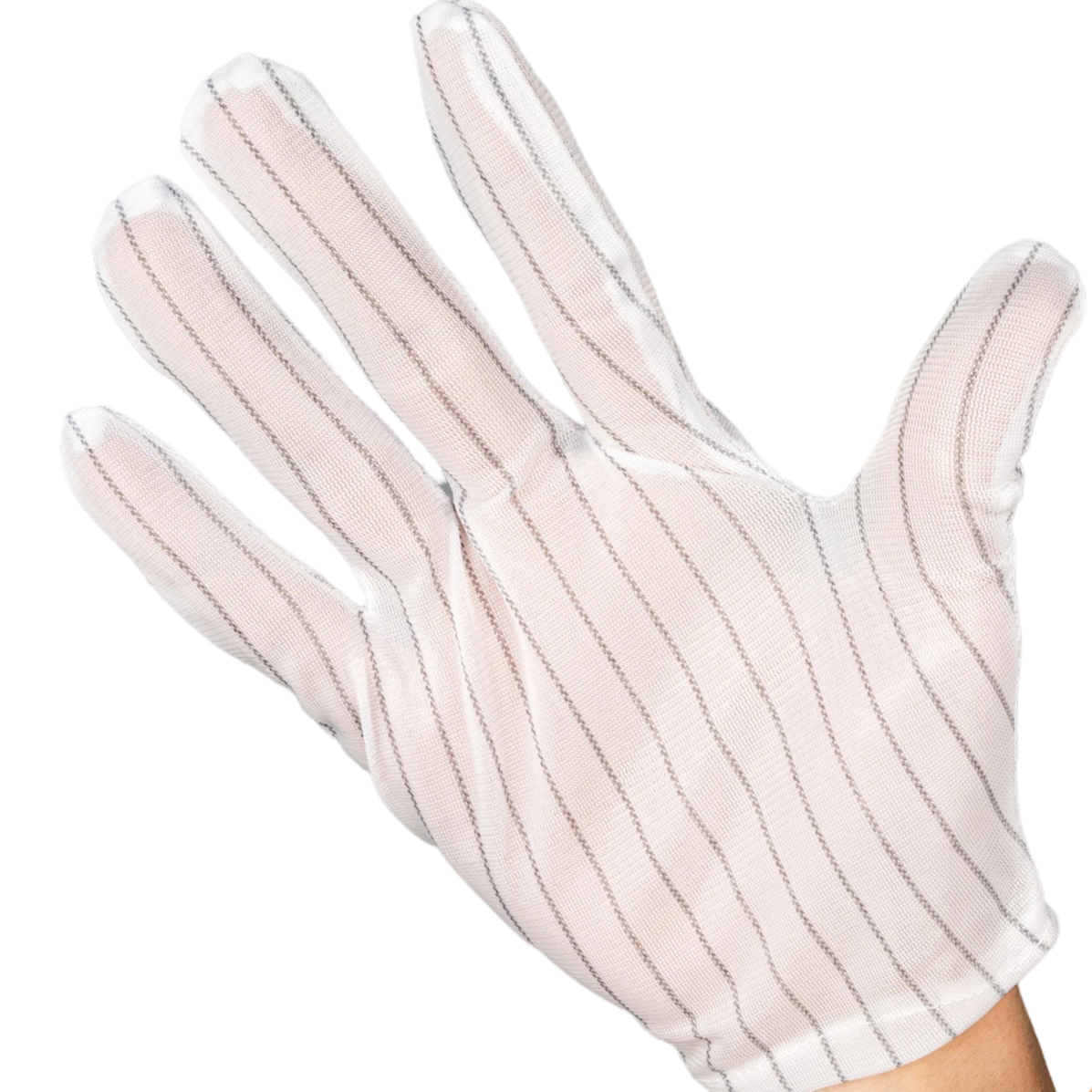 Double-sided striped ESD gloves